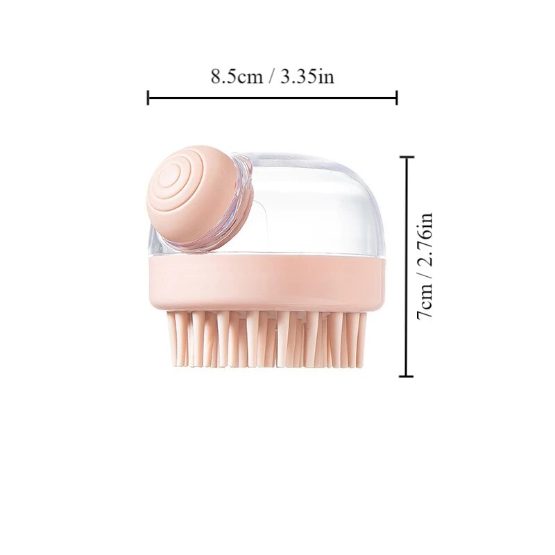 Pet Bath Brush with Shampoo Dispenser – Soft Silicone Grooming Brush for Gentle Massages and Fur Cleaning