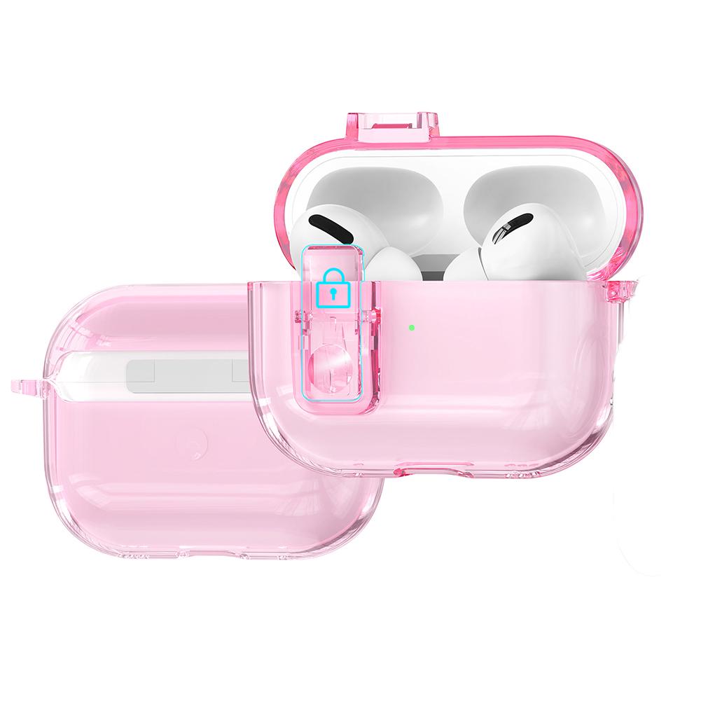 Clear Case for AirPods Pro - Transparent Shockproof Earphone Cover with Secure Lock and Bluetooth Headphones Protection