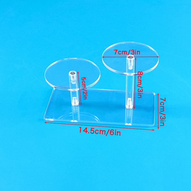 Transparent Round Acrylic Display Stand with Rectangular Base for Perfume, Dolls, Jewelry, and Cosmetics