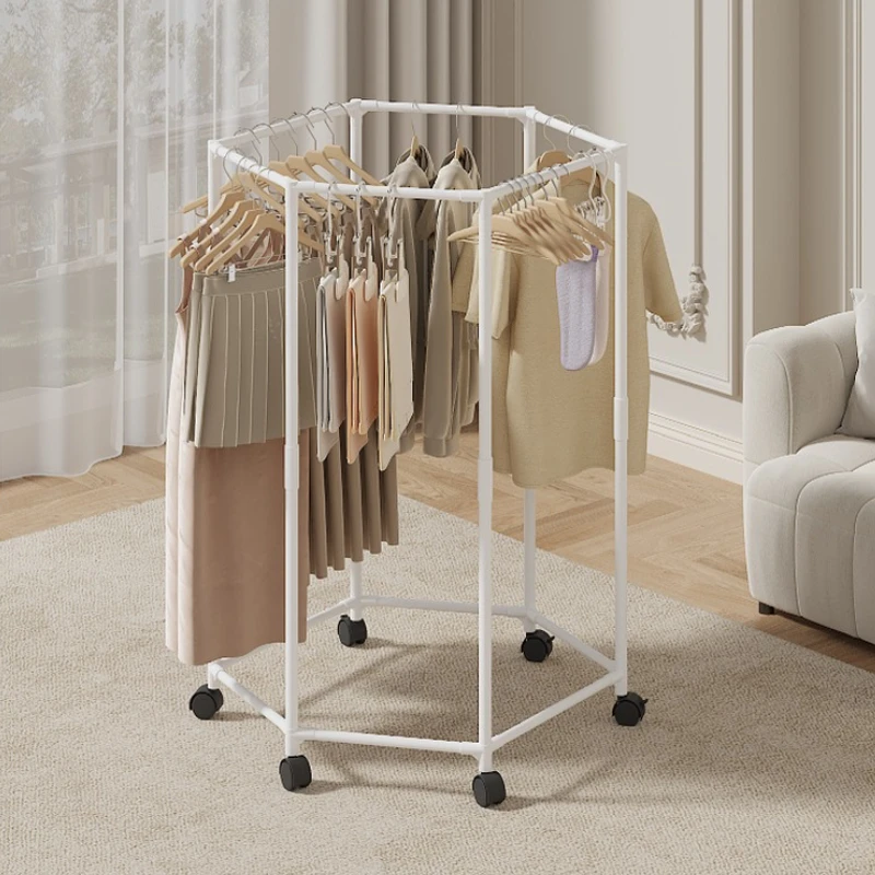 Rotating Garment Rack Hexagon Rotating Garment Organizer & Drying Rack – Space | Inspire Uplift
