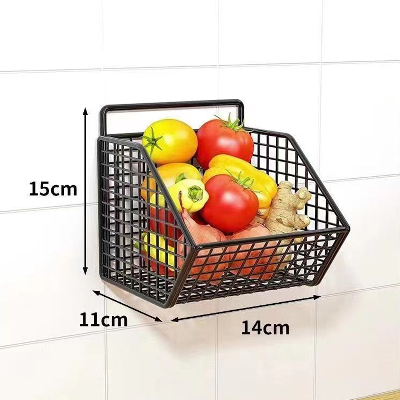 Wall Mounted Kitchen Storage Basket – Durable Wire Rack for Vegetables and Fruits Organization