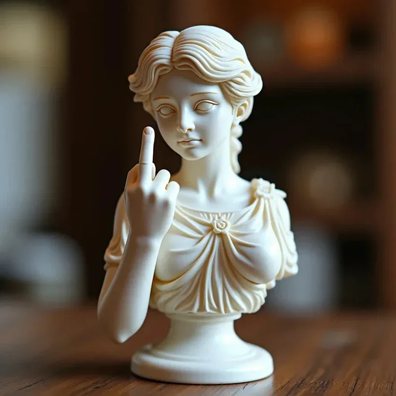 Vienna Goddess Middle Finger Funny Resin Statue - Personalized Home Office Table Decor & Special Gift