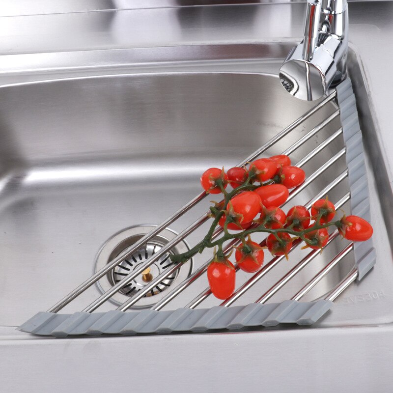 Folding Triangular Rack Foldable Triangular Sink Storage Rack – Stainless Steel | Inspire Uplift