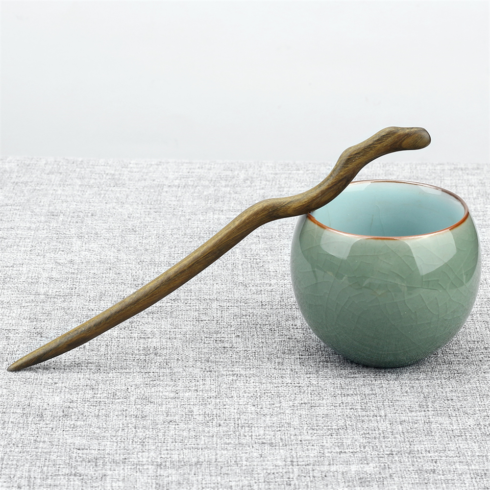 Vintage Green Sandalwood Hairpin – Natural Chinese Style Hair Stick for Women & Girls, Antiquity-Inspired Hair Accessory