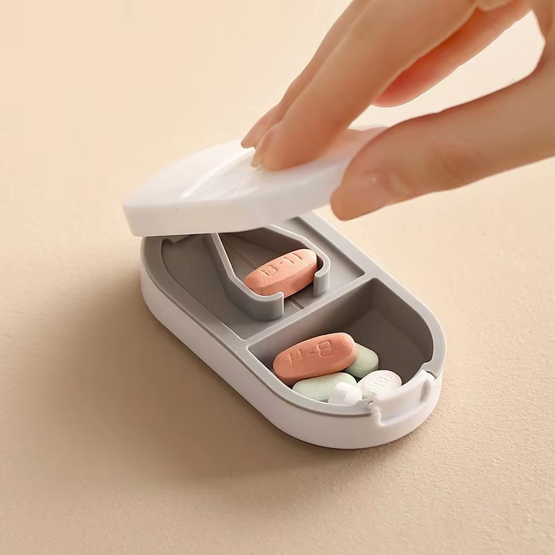 Portable Pill Cutter with Storage Box - Adjustable Pill Splitter