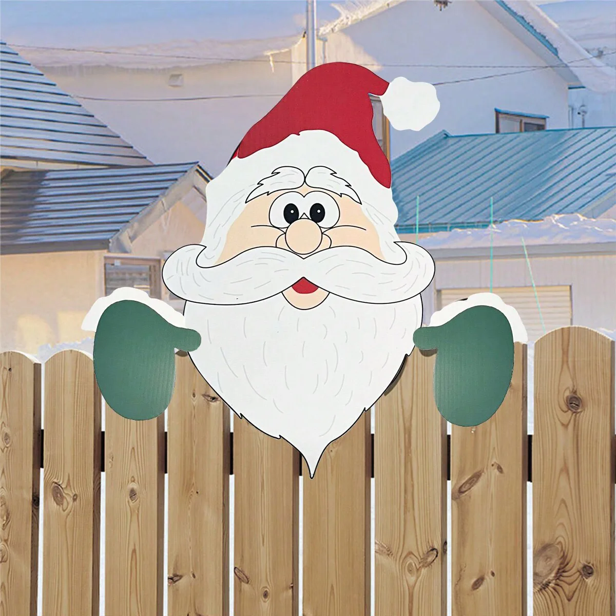 Santa Claus Peeker Yard Ornament – Christmas Fence Ornaments for Indoor & Outdoor Holiday Decor
