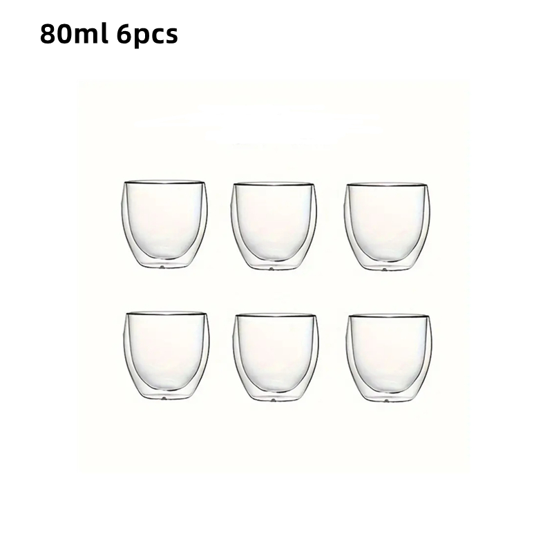 Double Wall Glass Espresso Cups Set Thermal Glass Coffee Cups Clear Insulated Coffee Mugs | 250ml