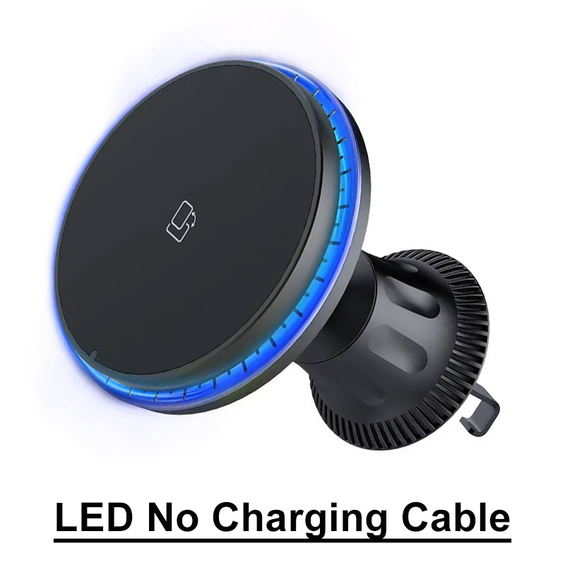 Magnetic Wireless Car Charger Stand with RGB LED Light Fast Charging Station