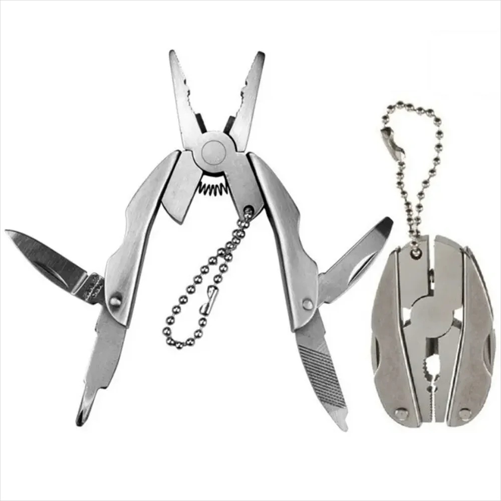 Portable Stainless Steel Multi Tool Pliers Knife All in One Keychain Screwdriver for Outdoor Adventures