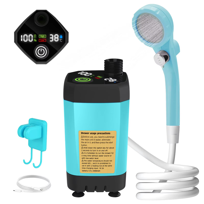 Digital Outdoor Camping Shower Pump with Intelligent Display & Rechargeable Battery
