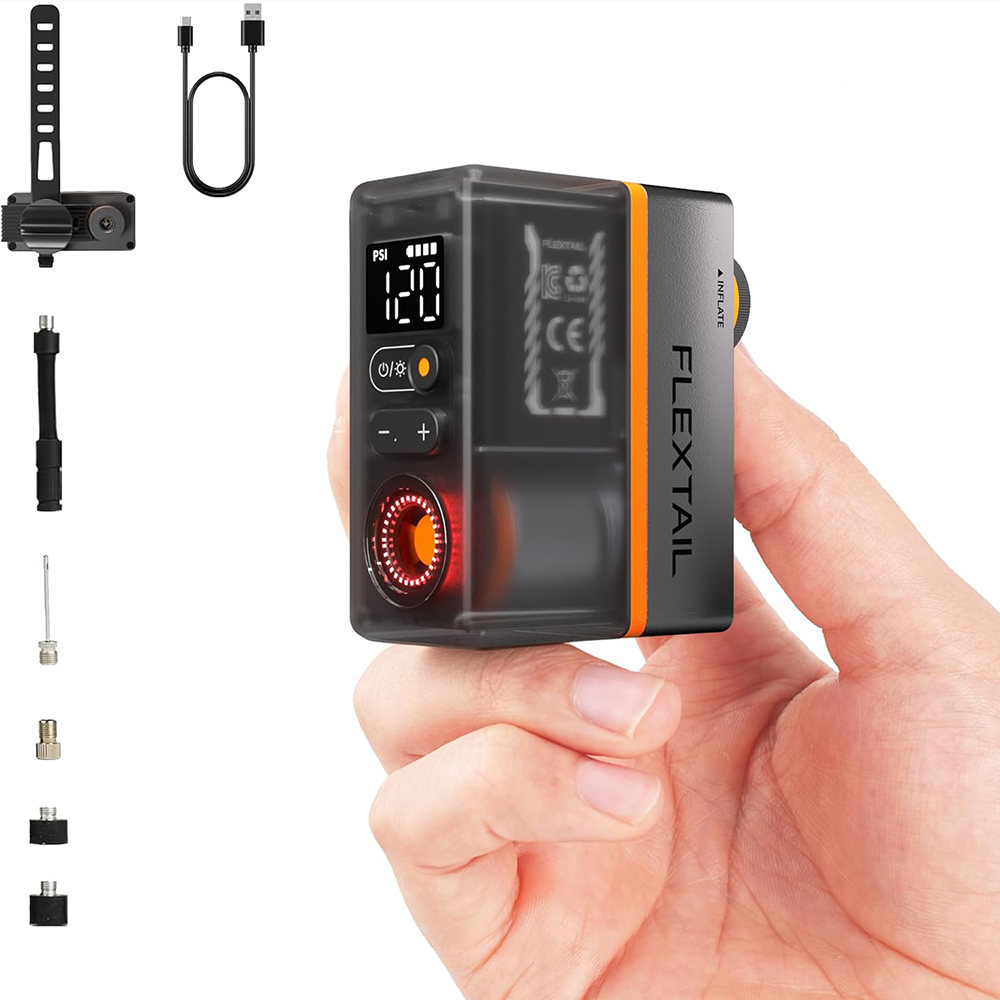 TINY BIKE PUMP ACS Mini Electric Bicycle Tire Pump with Pressure Gauge & Taillight