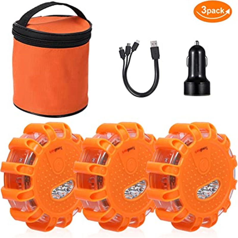 LED Road Flares Emergency Safety Lights USB Rechargeable & Magnetic