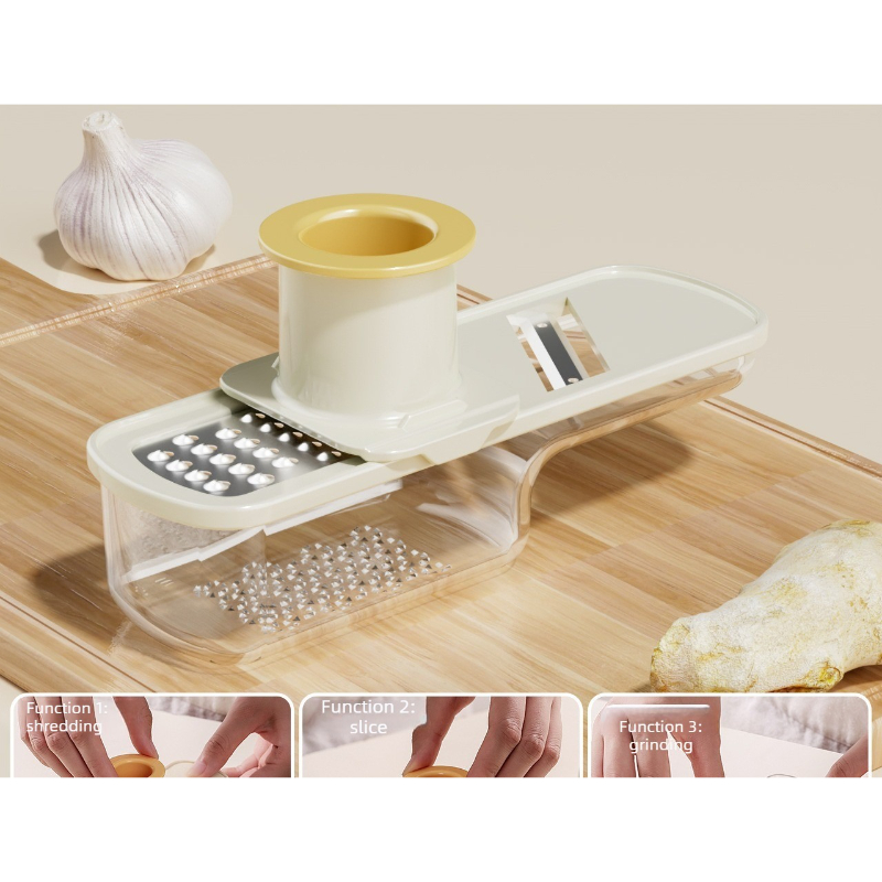Manual Vegetable Cutter & Garlic Grinder with Ginger Grater Stainless Steel Kitchen Prep Tool