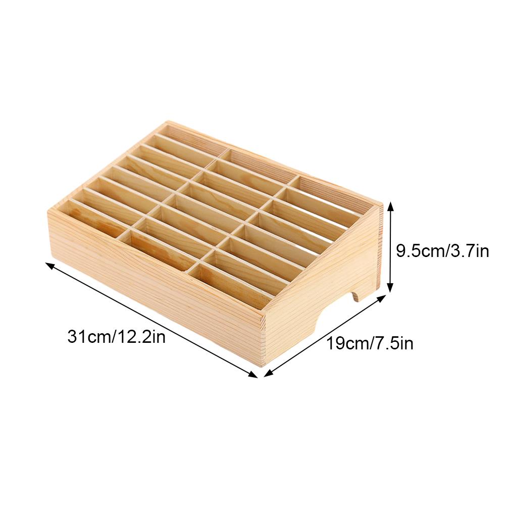 Wooden Phone Storage Organizer Box with Slots Large Capacity Classroom Mobile Phone Holder