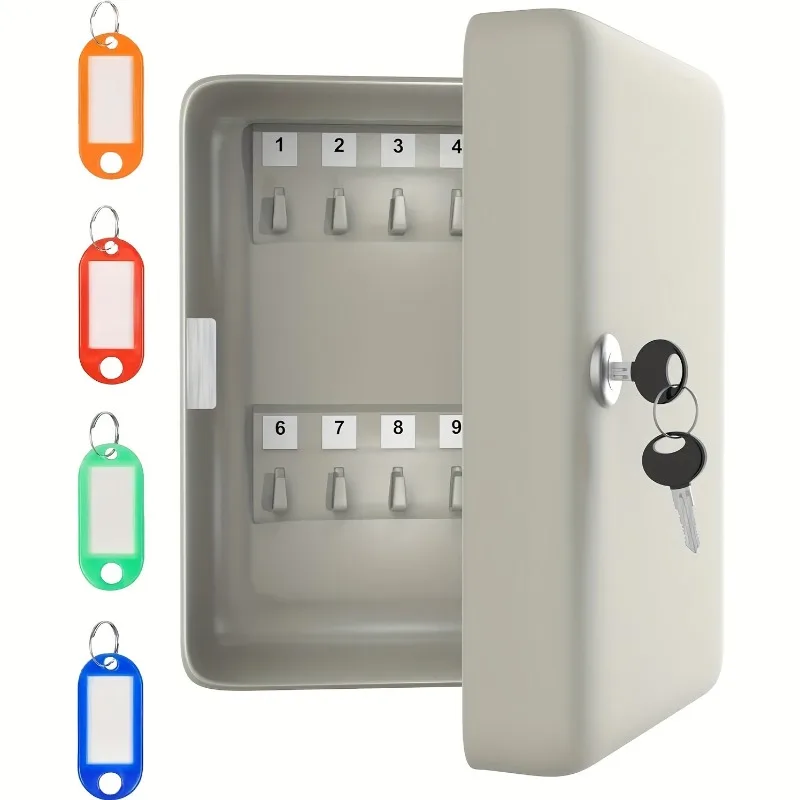 Wall Mounted Key Lock Box Secure Metal Key Cabinet for Home Office Storage