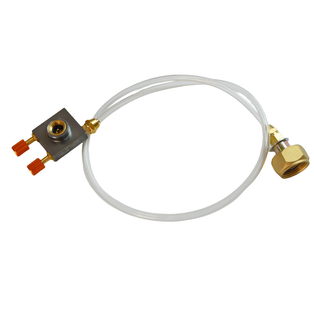 Universal Camping Gas Stove Adapter with Pressure Relief Valve for Flat Tank Refills