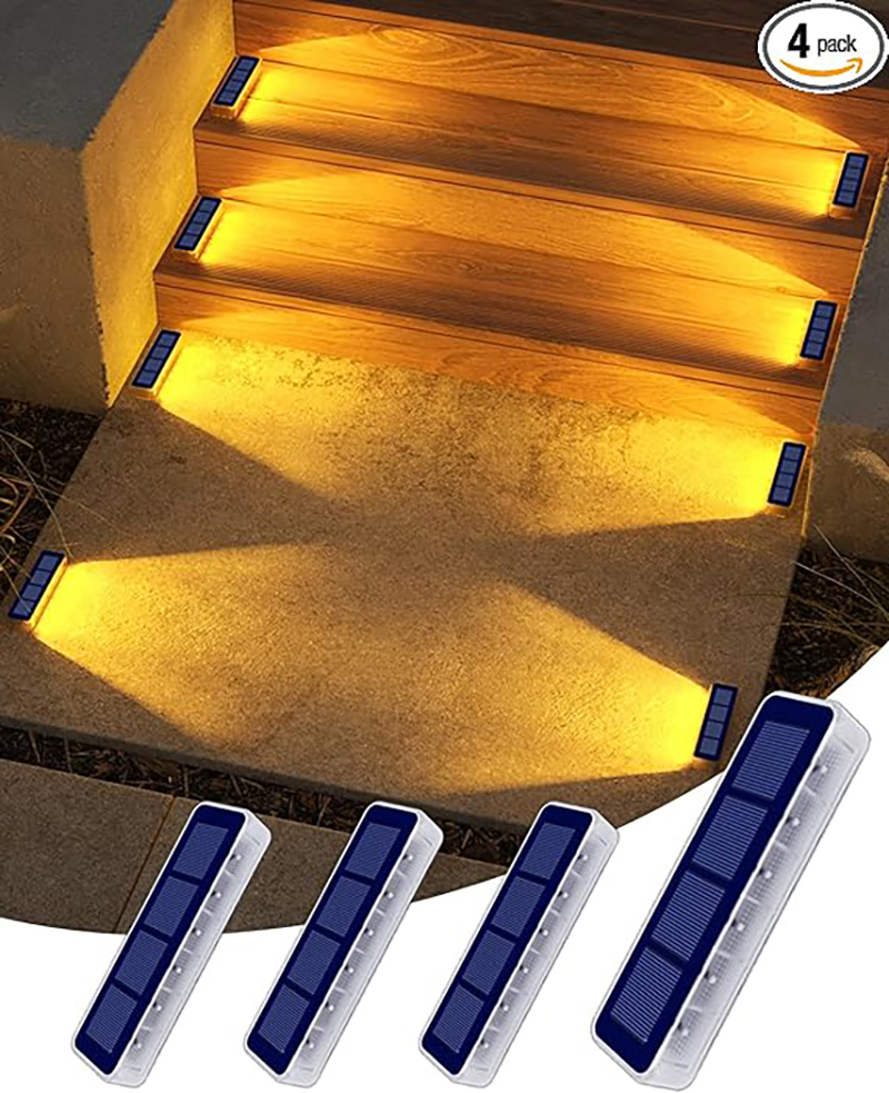 Solar Step Lights IP68 Waterproof LED Stair Lights for Garden Deck Pathway Outdoor Landscape Lighting