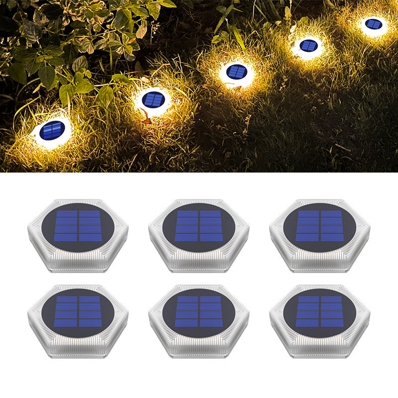 6 Pack Solar Driveway Lights IP68 Waterproof Solar Step Lights for Deck Stairs Fence and Pathway
