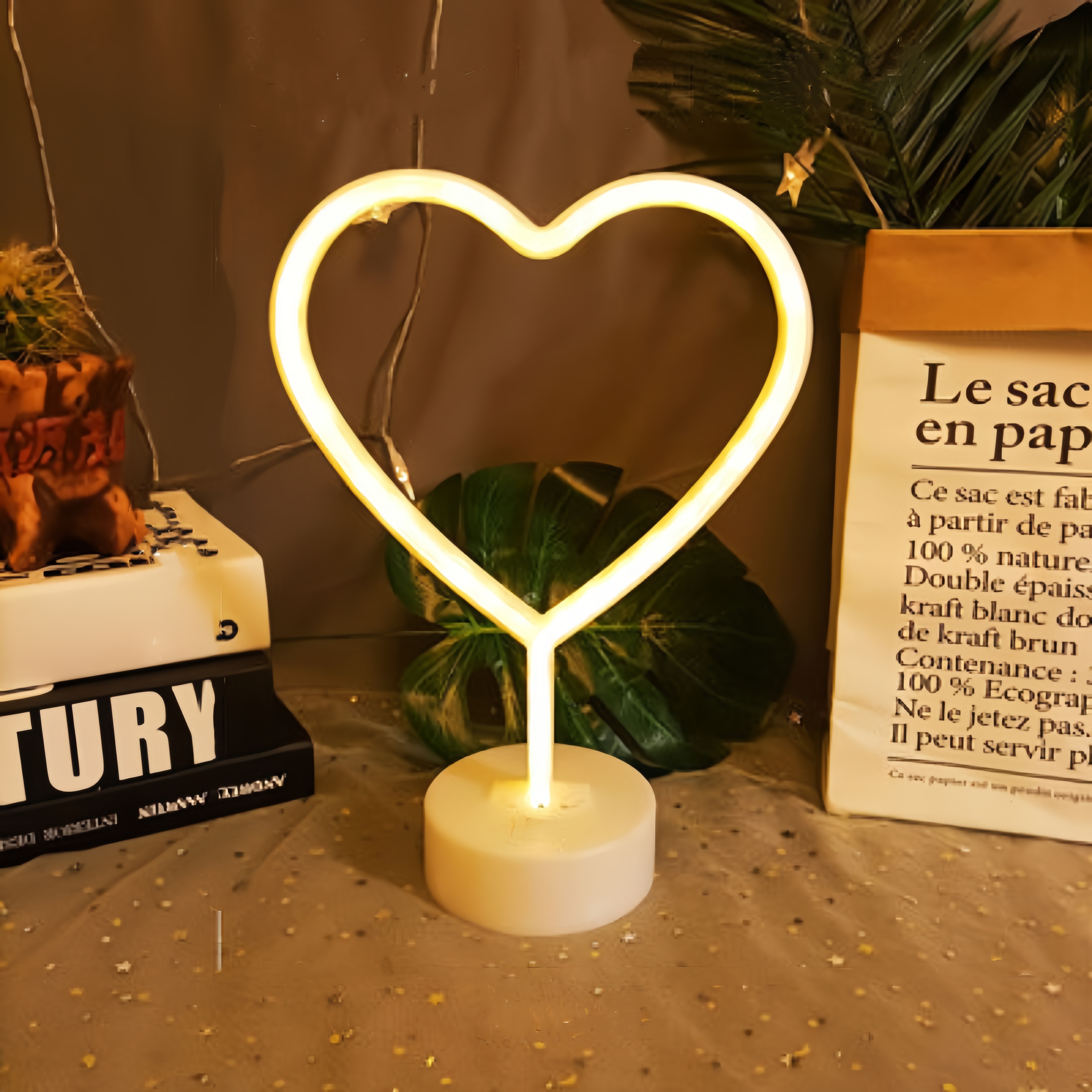 Heart Shaped Neon Light USB Battery Powered Romantic LED Decor for Bedroom Wedding Anniversary Proposal