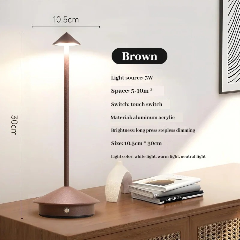 Cordless Rechargeable Table Lamp Touch LED Modern Desk Lamp for Dining Bedroom Bar and Cafe