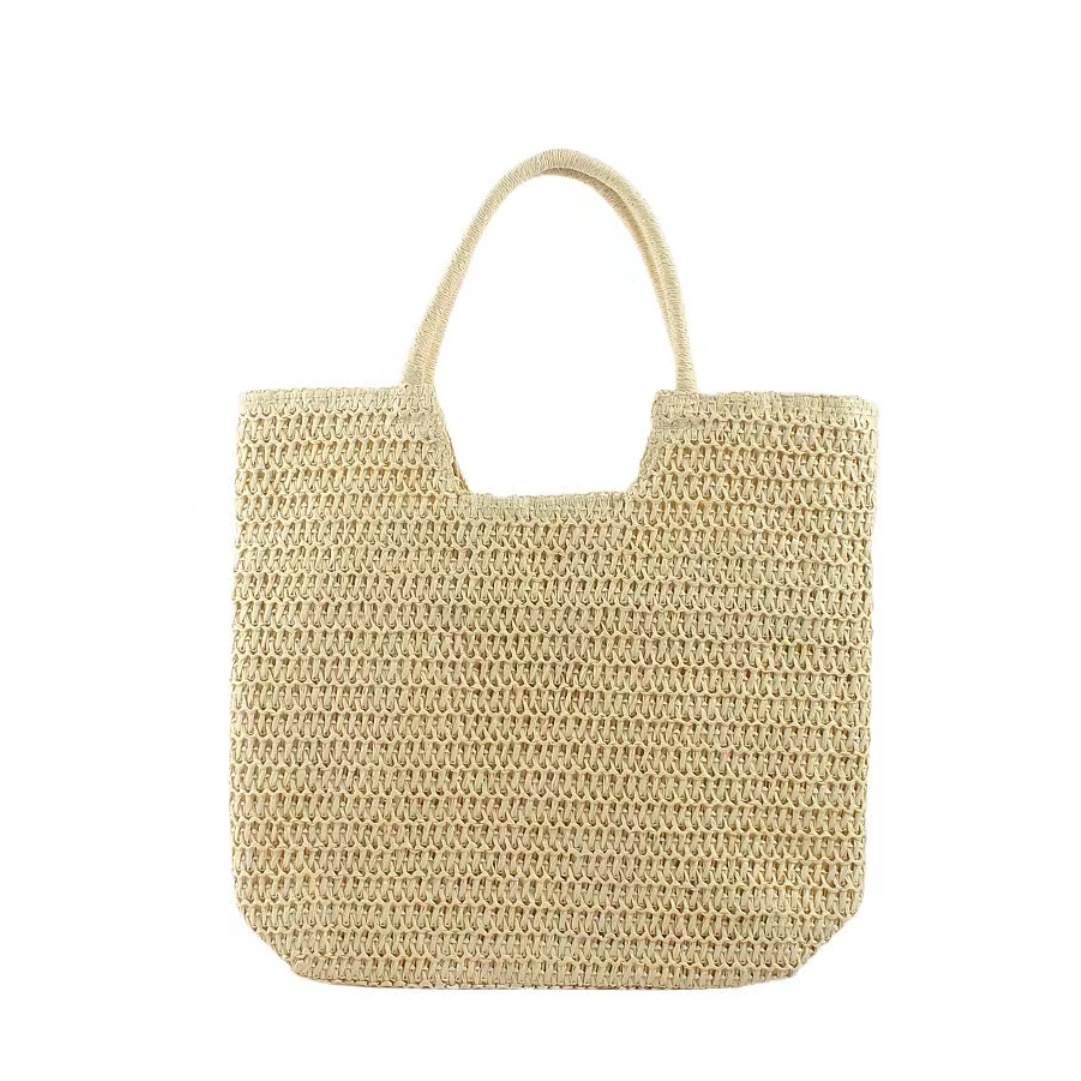 Large Straw Woven Tote Bag for Women Spacious Beach Bag and Summer Shoulder Bag