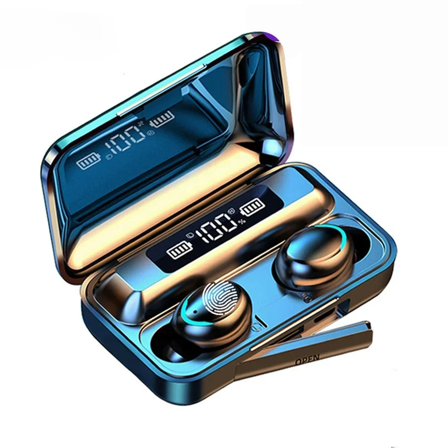 F9 Wireless Bluetooth Earbuds with 9D Stereo Deep Bass Touch Control and Waterproof Sport Design