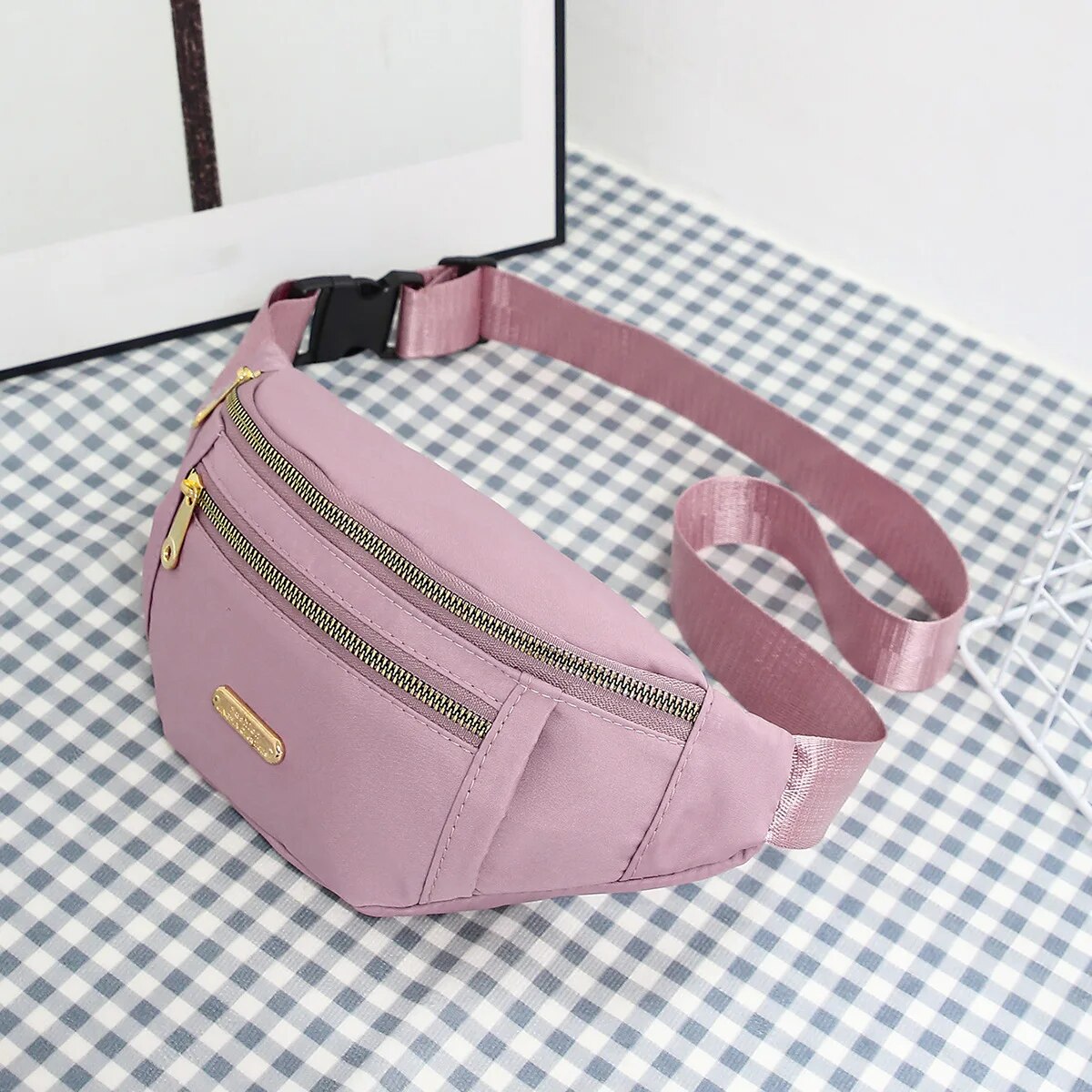 Womens Multi Pocket Fanny Pack Lightweight Crossbody Waist Bag for Travel Running and Outdoor Activities