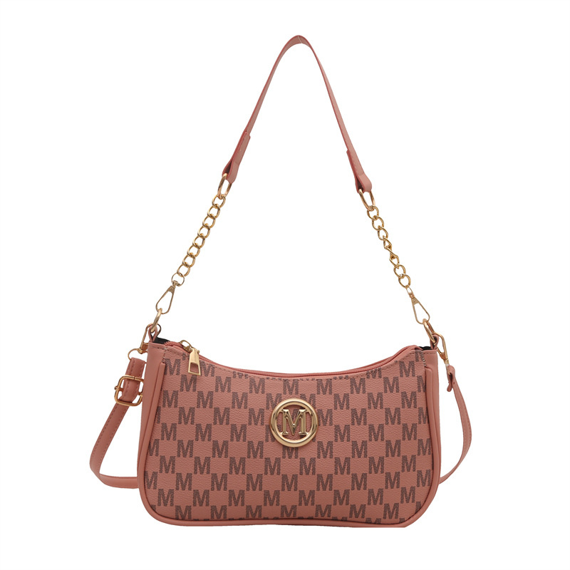 Vintage M Letter PU Leather Crossbody Bag for Women