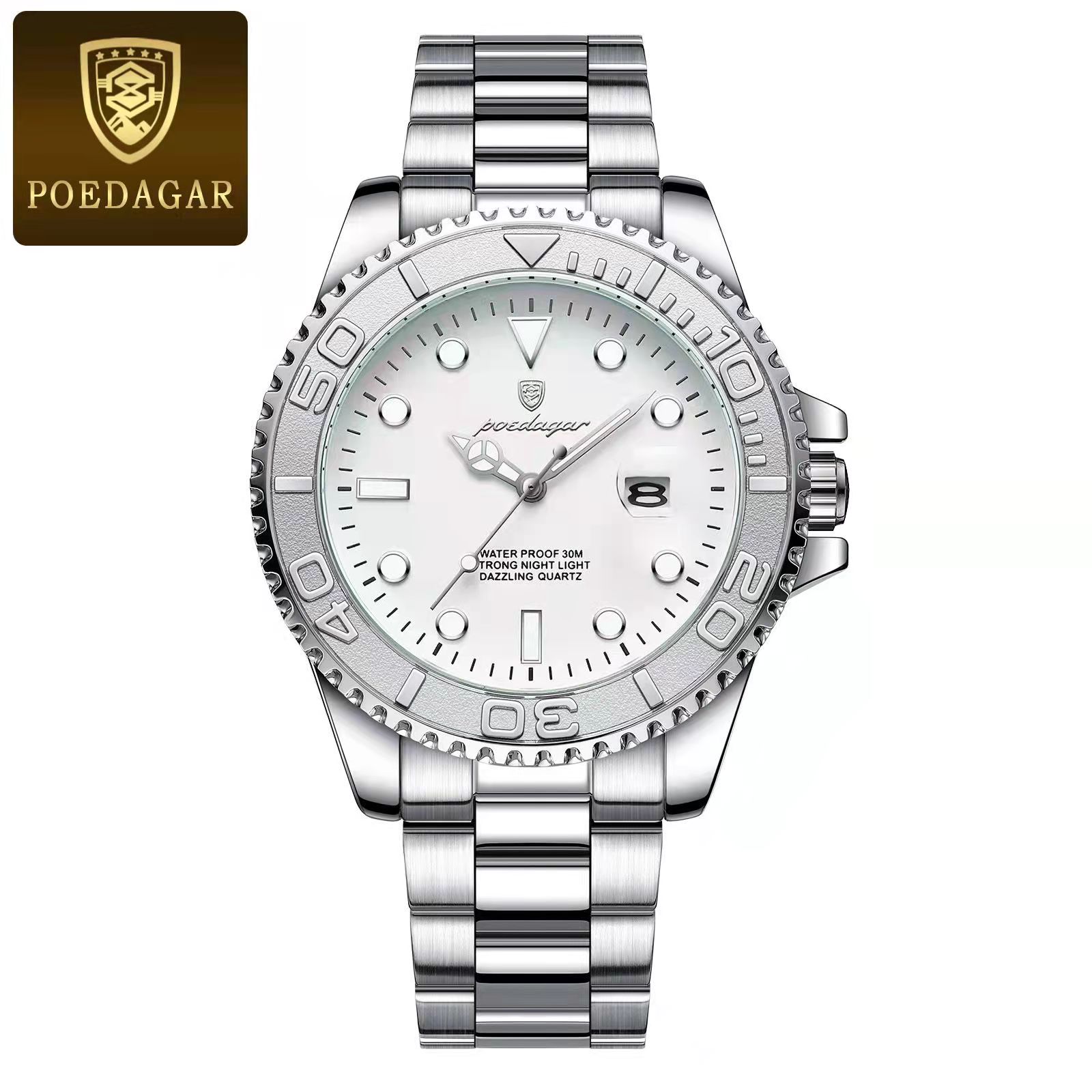 Luxury Mens Quartz Watch Stainless Steel Luminous Date Watch