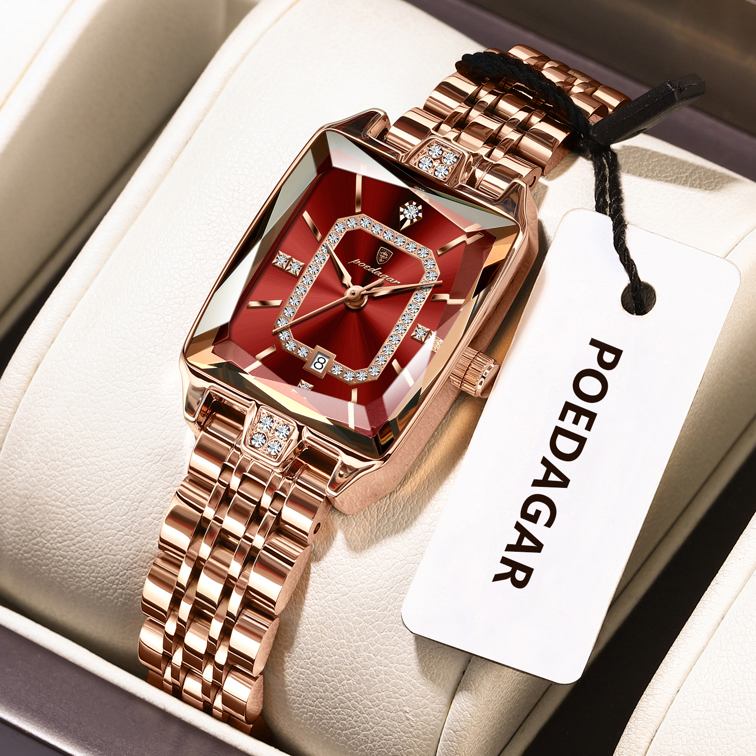 Elegant Womens Quartz Watch with Date and Stainless Steel Band