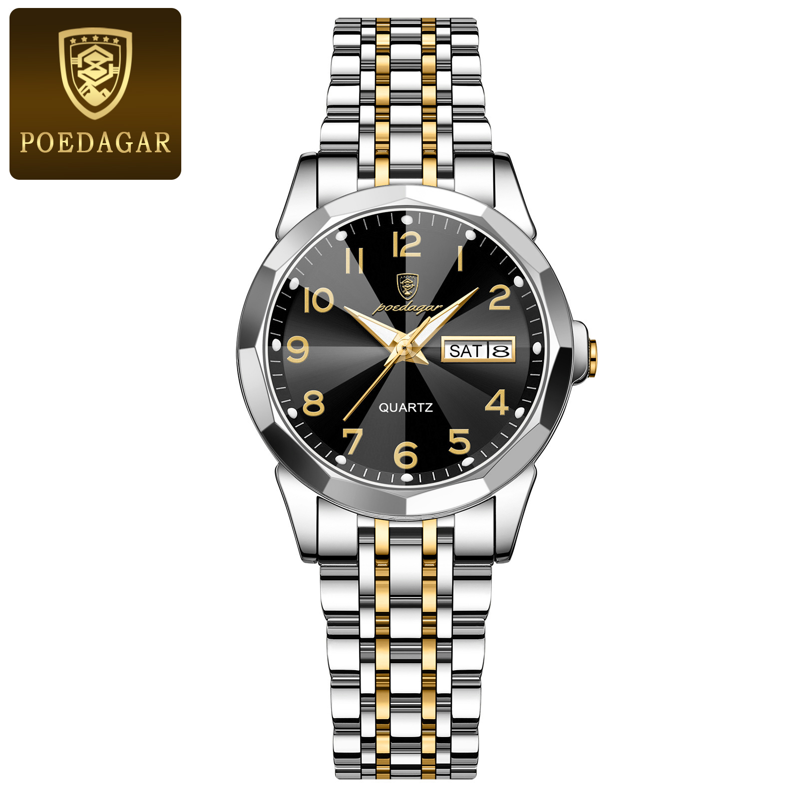 Elegant Womens Quartz Watch Waterproof Stainless Steel Date and Week Watch