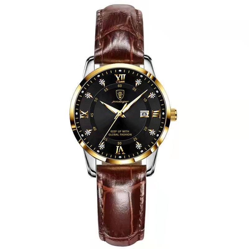 Luxury Womens Quartz Watch Waterproof Stainless Steel Date Watch