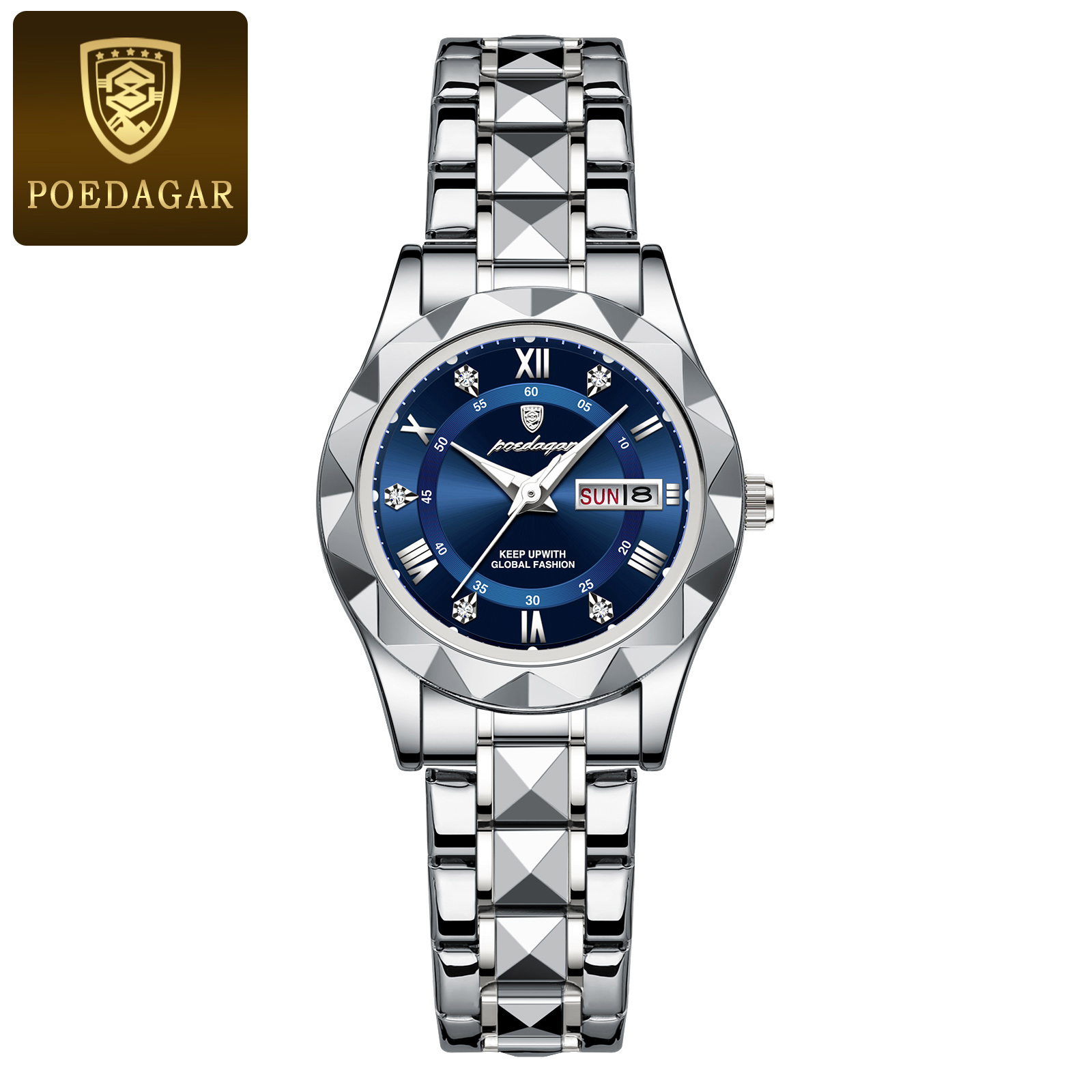 Elegant Womens Quartz Watch Waterproof Stainless Steel Date Watch