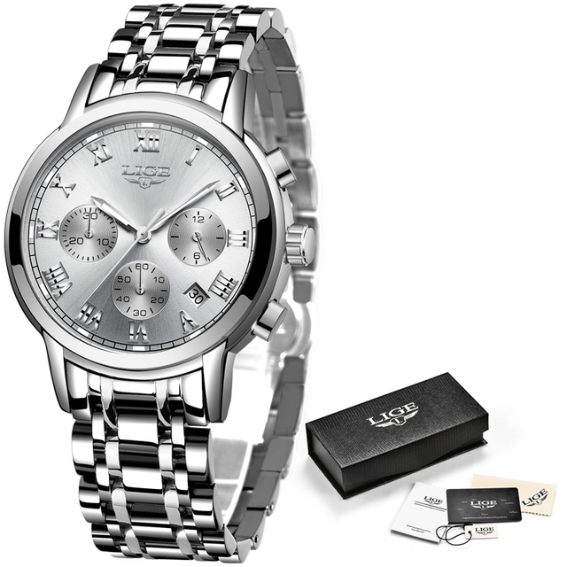 Womens Watch Stainless Steel Waterproof Quartz Bracelet Watch