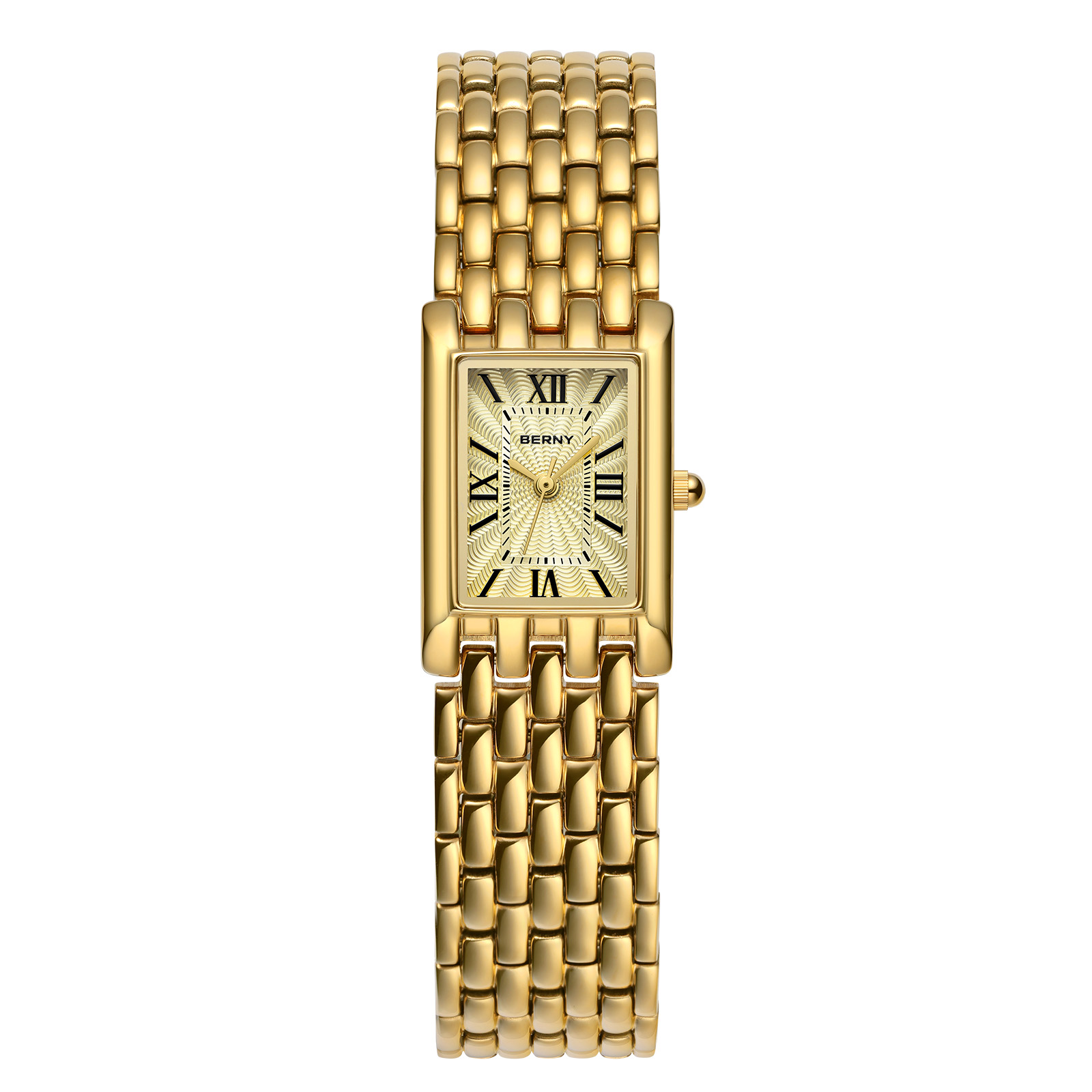 Womens Gold Watch Rectangle Stainless Steel Quartz Watch