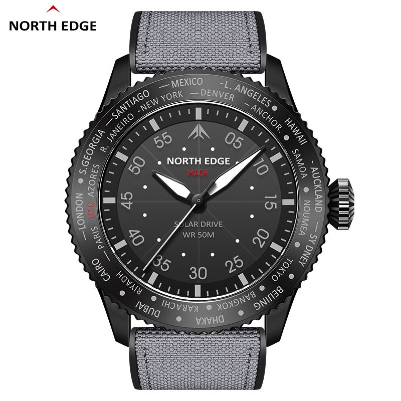 Solar Powered Watch for Men Waterproof Pilot Chronograph