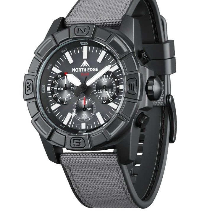 Solar Powered Watch for Men Waterproof Chronograph