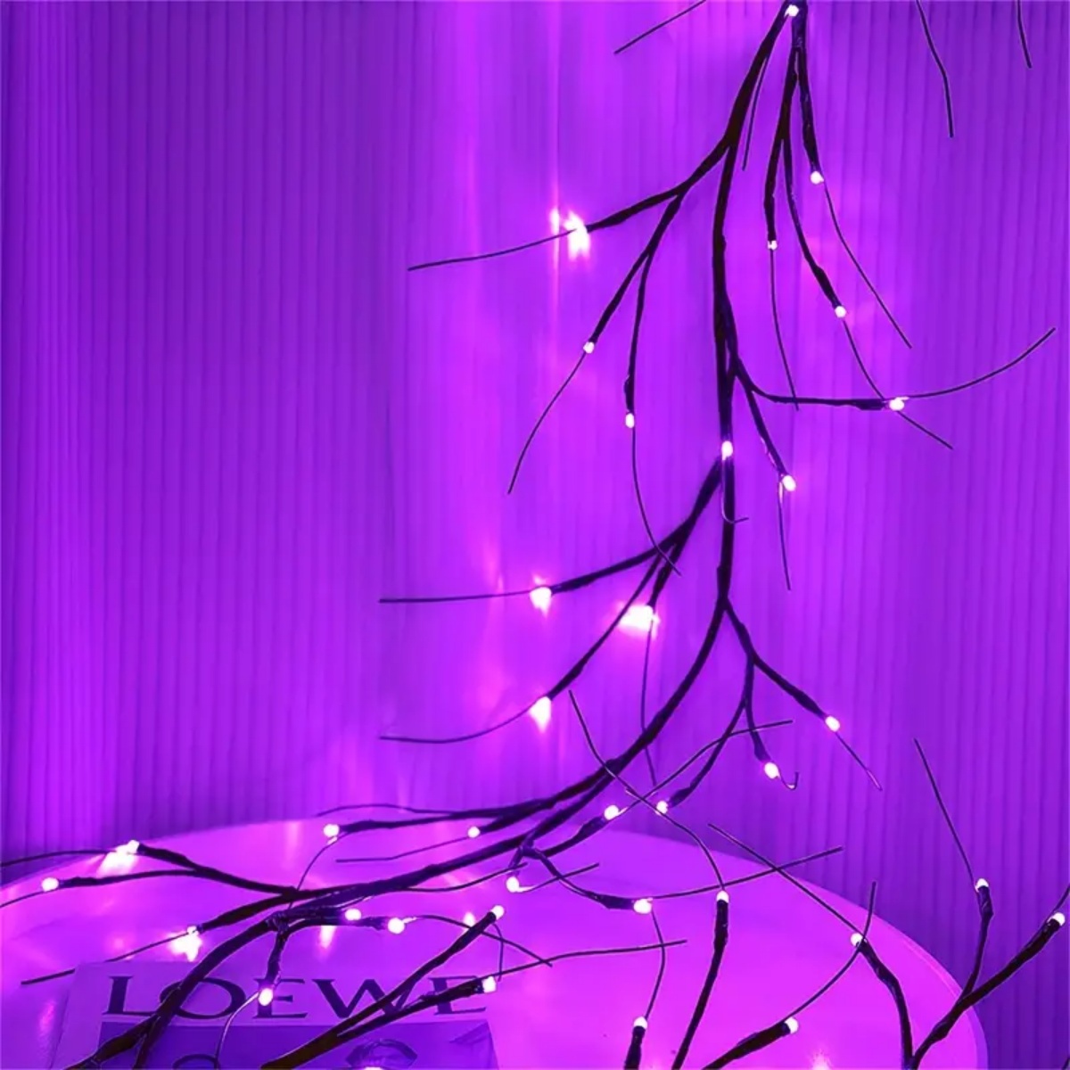 LED Purple Halloween Branch Lights Battery Powered Rattan Garland