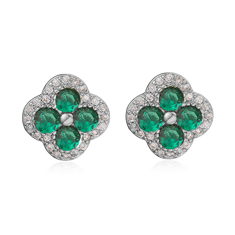 Gold Plated Flower Drop Earrings with Cubic Zirconia