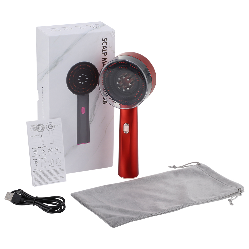 Electric Scalp Massager with Red Light Therapy and Hair Oil Applicator