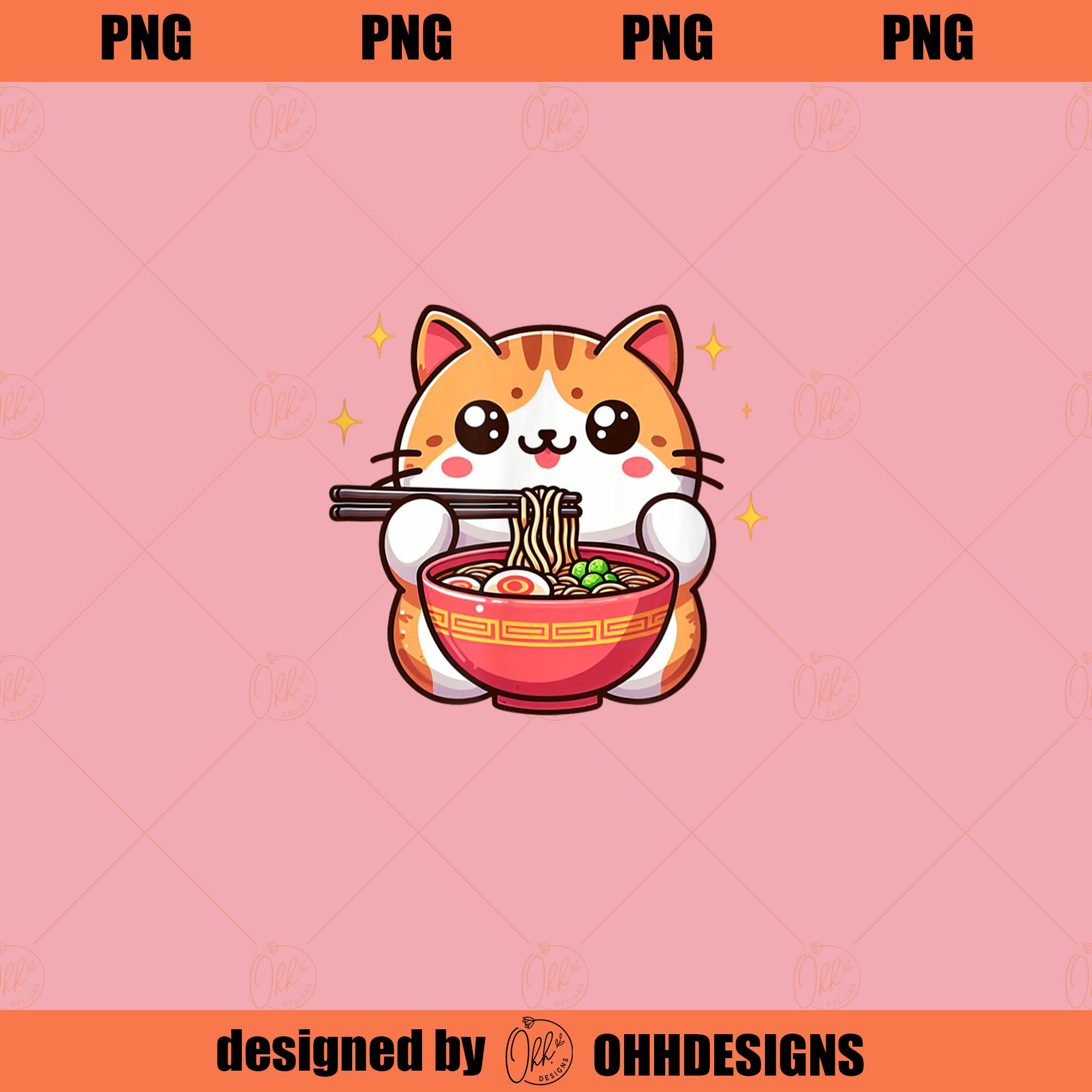 Classic Ramen Cat Kawaii Anime Japanese Kawaii Neko PNG Down - Inspire ...