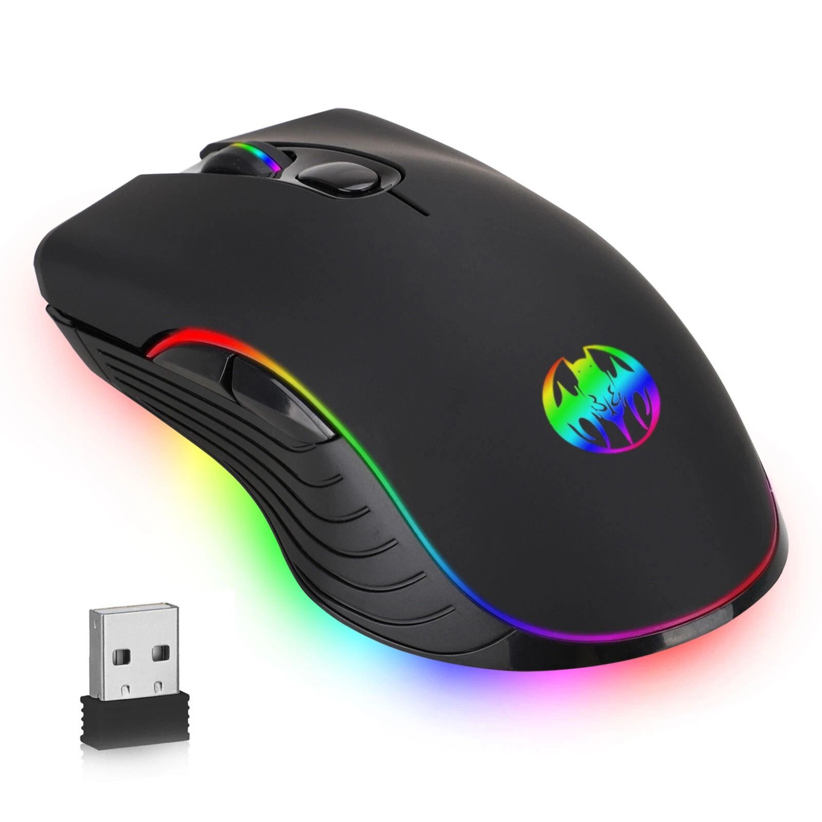 Rechargeable Wireless USB Gaming Mouse, Backlit RGB Optical, DPI Levels
