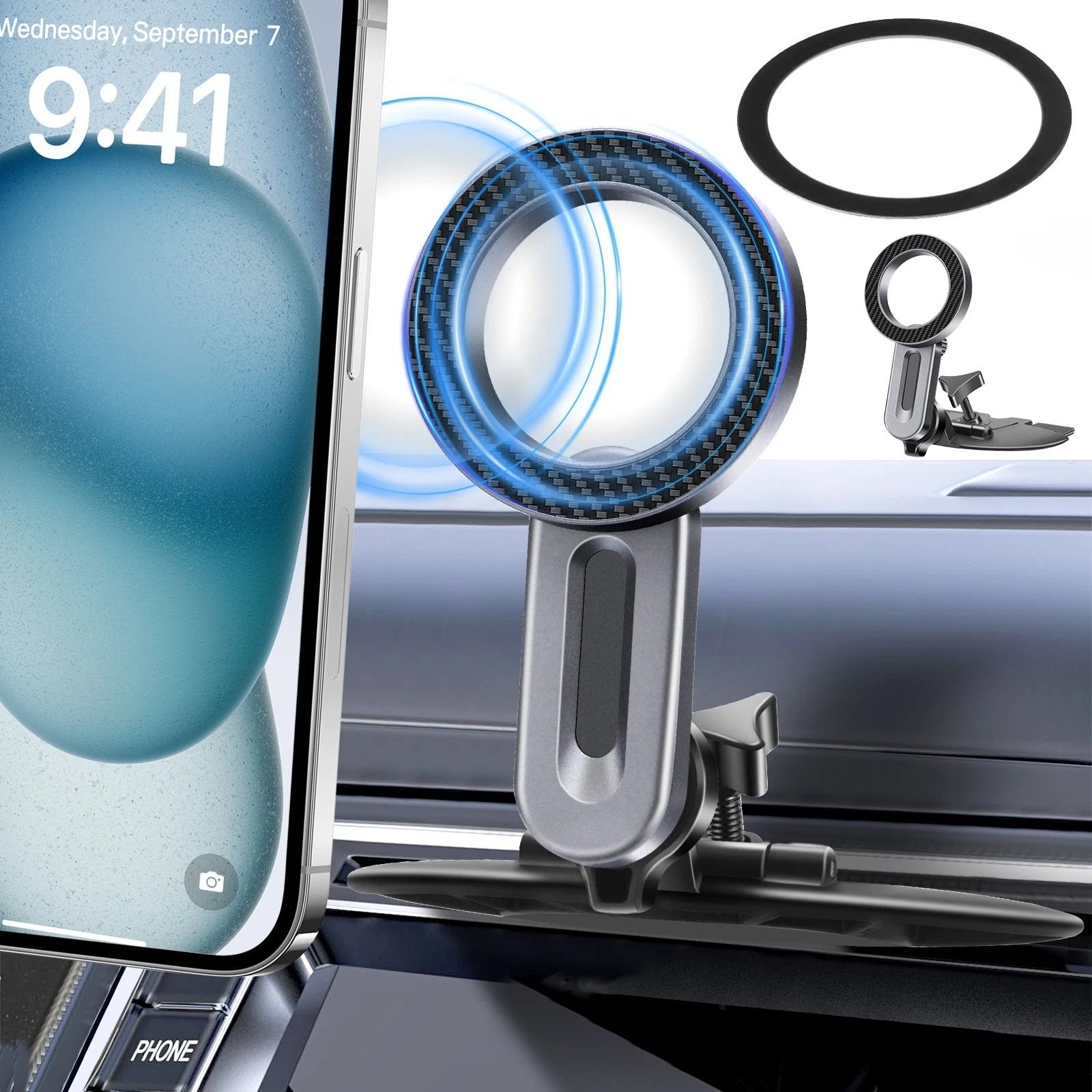 Magsafe CD Slot Mount for Car, Adjustable Phone Holder, Car CD Player Holder