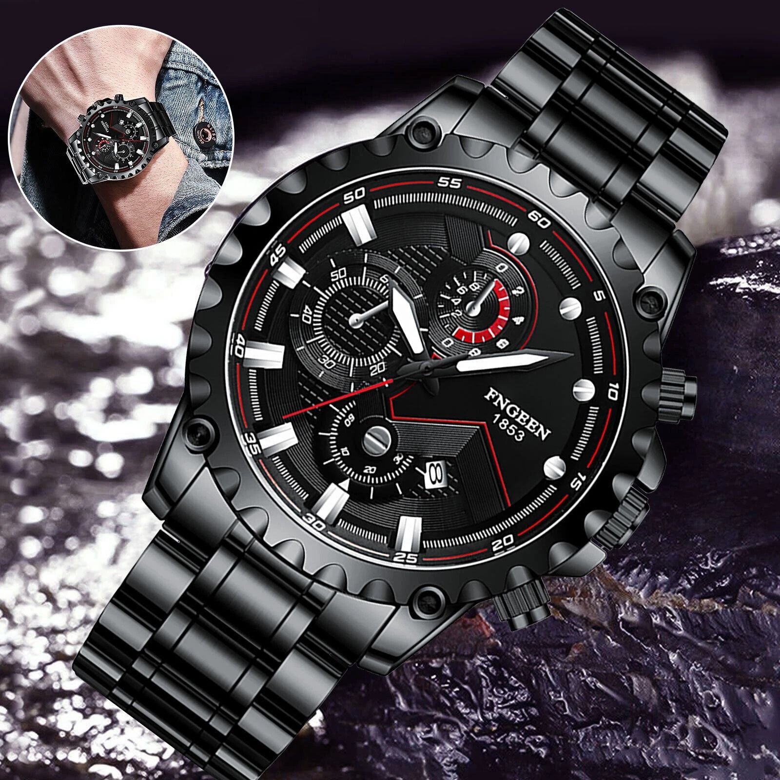 Waterproof Luxury Men's Watch - Stainless Steel Classic Wristwatch with Luminous Display