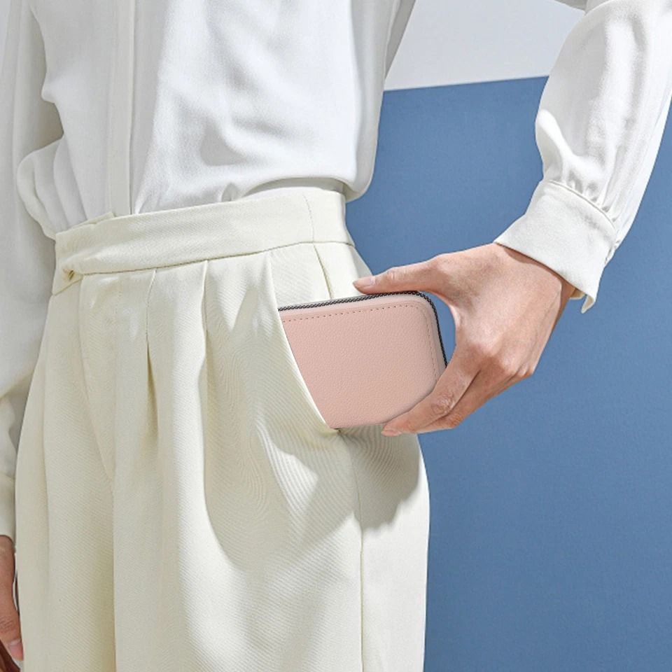 Leather Credit Card Holder with Zipper & Coin Slots - Portable Travel Wallet for Men and Women