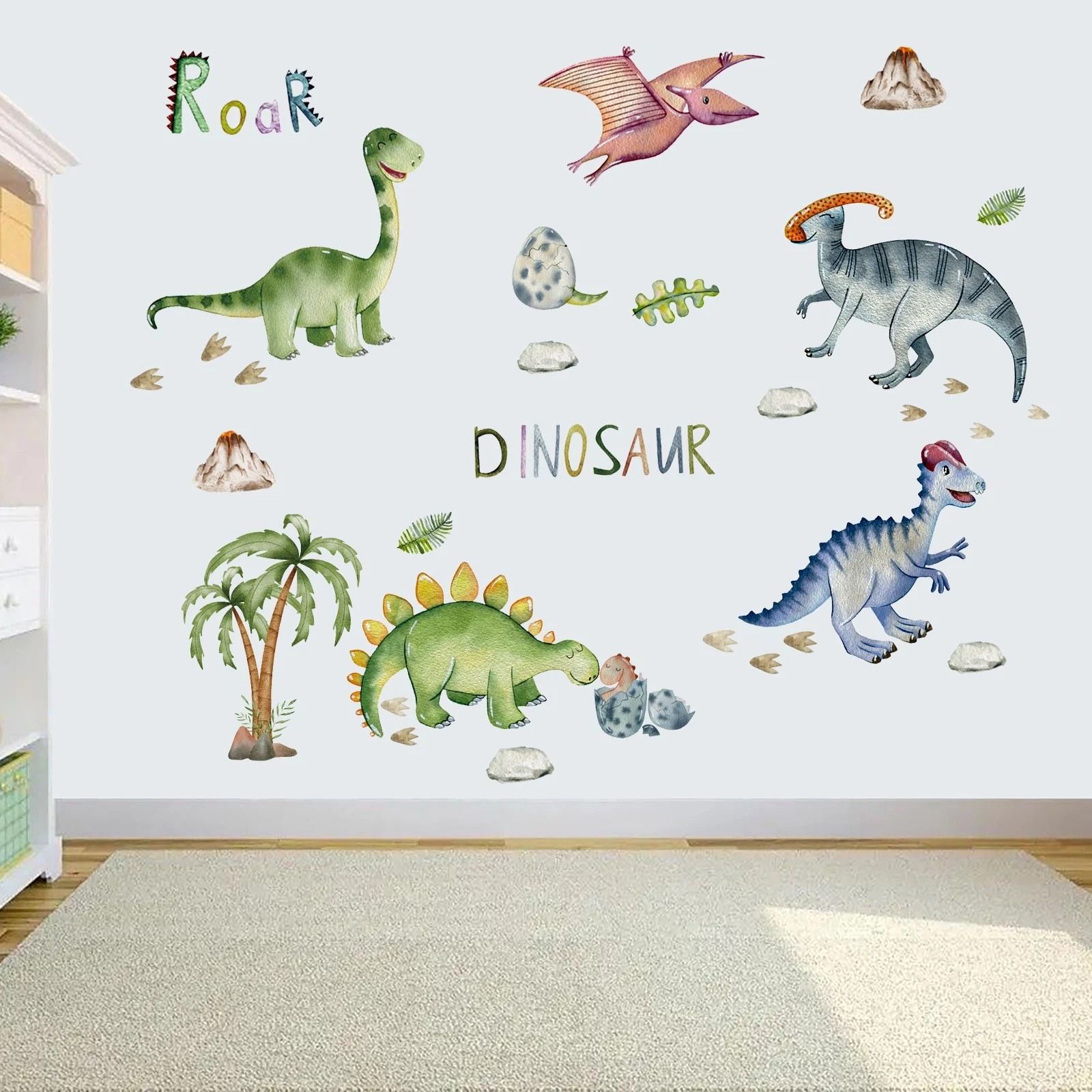 Dinosaur Wall Decals – Removable PVC Stickers for Kids Bedroom Decor