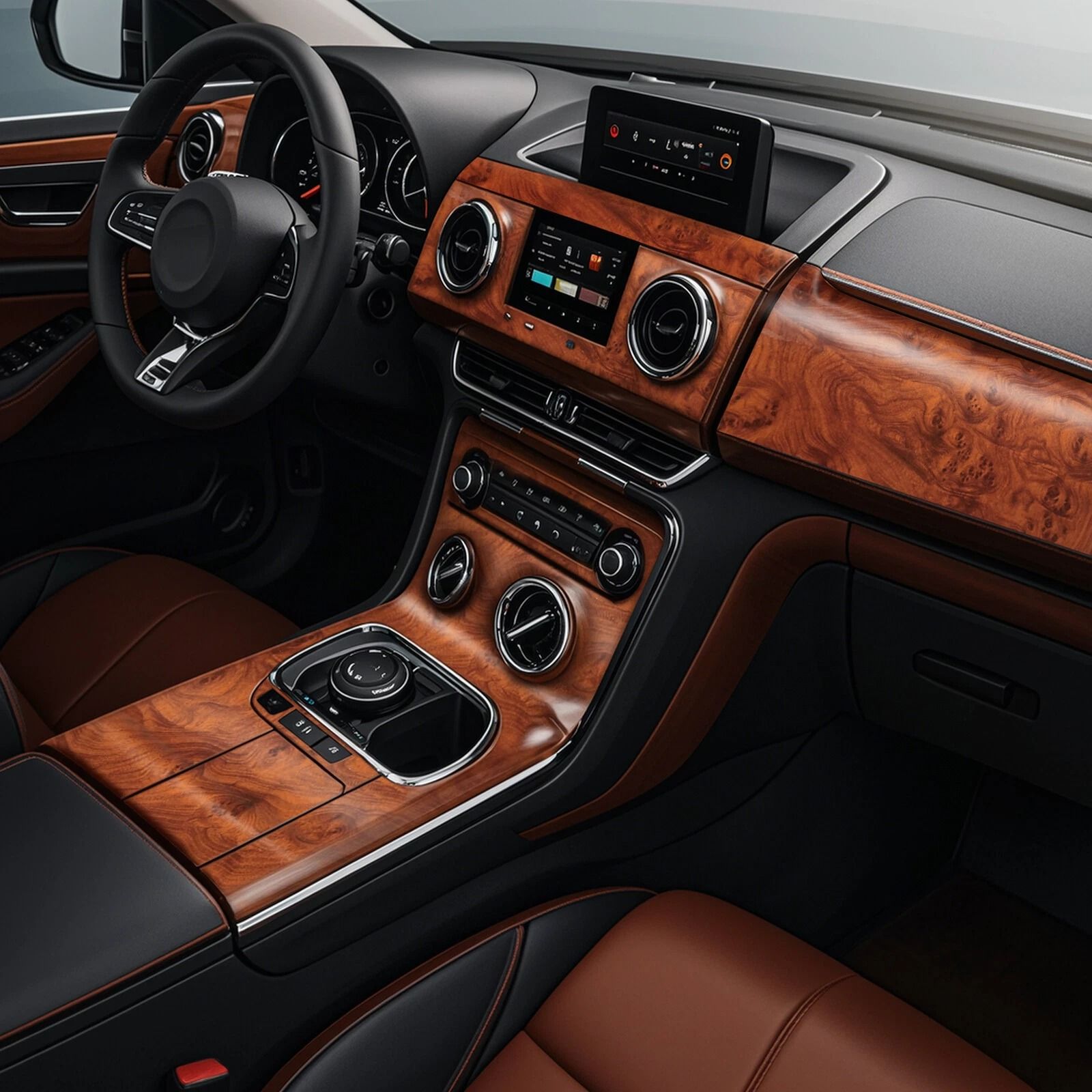 High Glossy Wood Grain Vinyl Wrap Sticker Decal - Car Interior Film for Dashboard & Console
