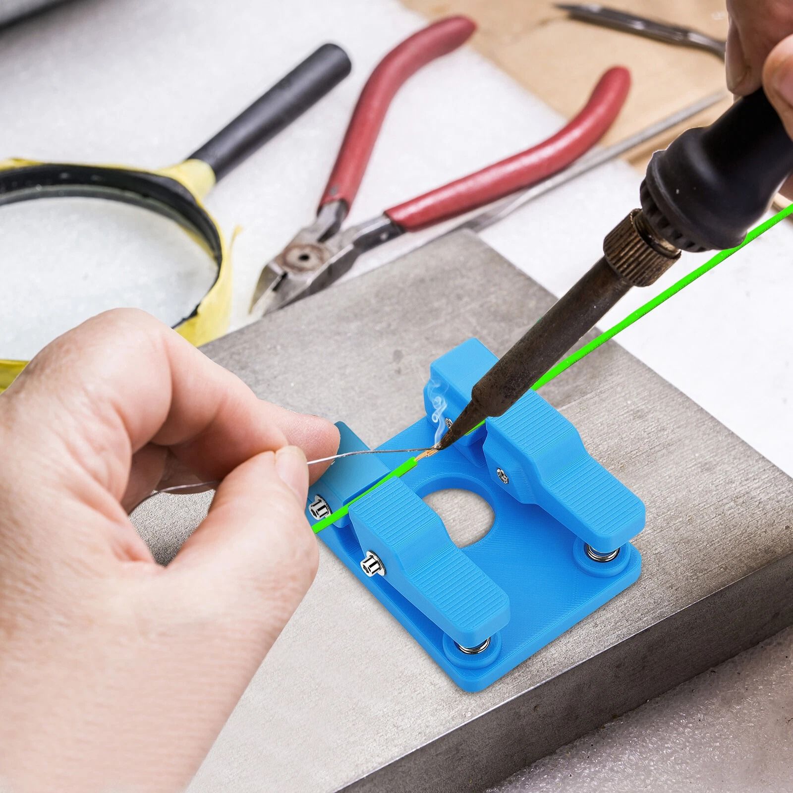 Adjustable Soldering Station Wire Clamp Bracket - Heavy-Duty Workbench Tool for Precision Welding