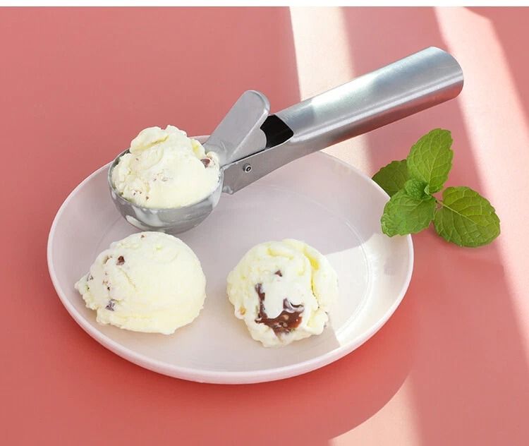 Stainless Steel Ice Cream Scoop with Easy Trigger - Perfect for Cookies, Watermelon, and More