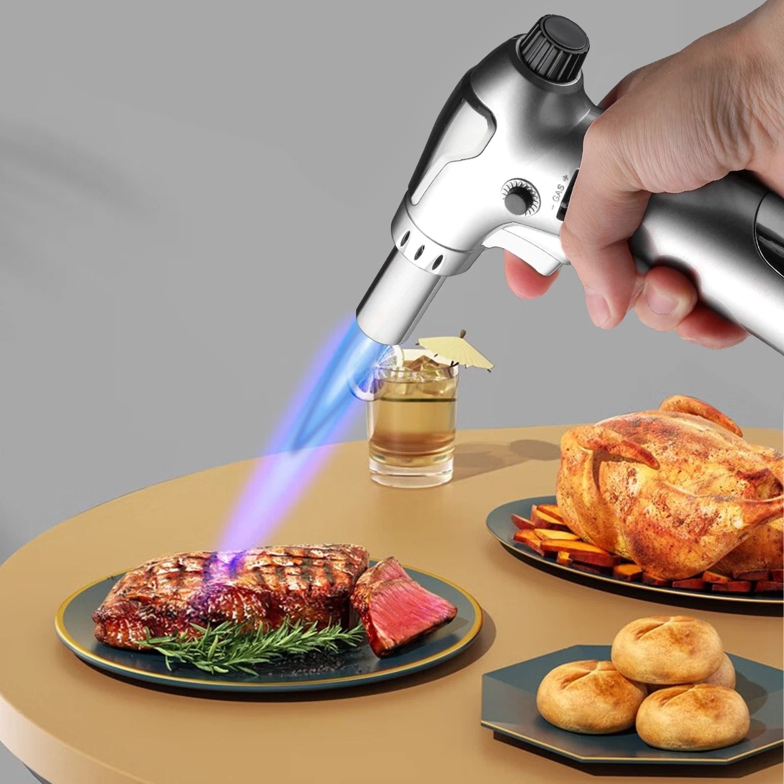 Windproof Torch Lighter – Adjustable Refillable Frame for Cigars, Culinary & More